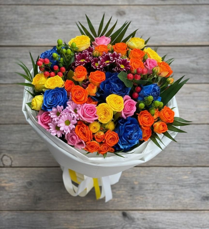 Букет цветов из: Розы и Хризантемы в Целине