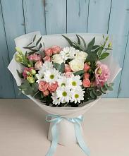 Букет цветов из:  Розы, Лизиантусы и Хризантемы #REPLACE_PRED# Целине