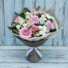 Букет цветов из:  Герберы, Альстромерии и Хризантемы #REPLACE_PRED# Целине