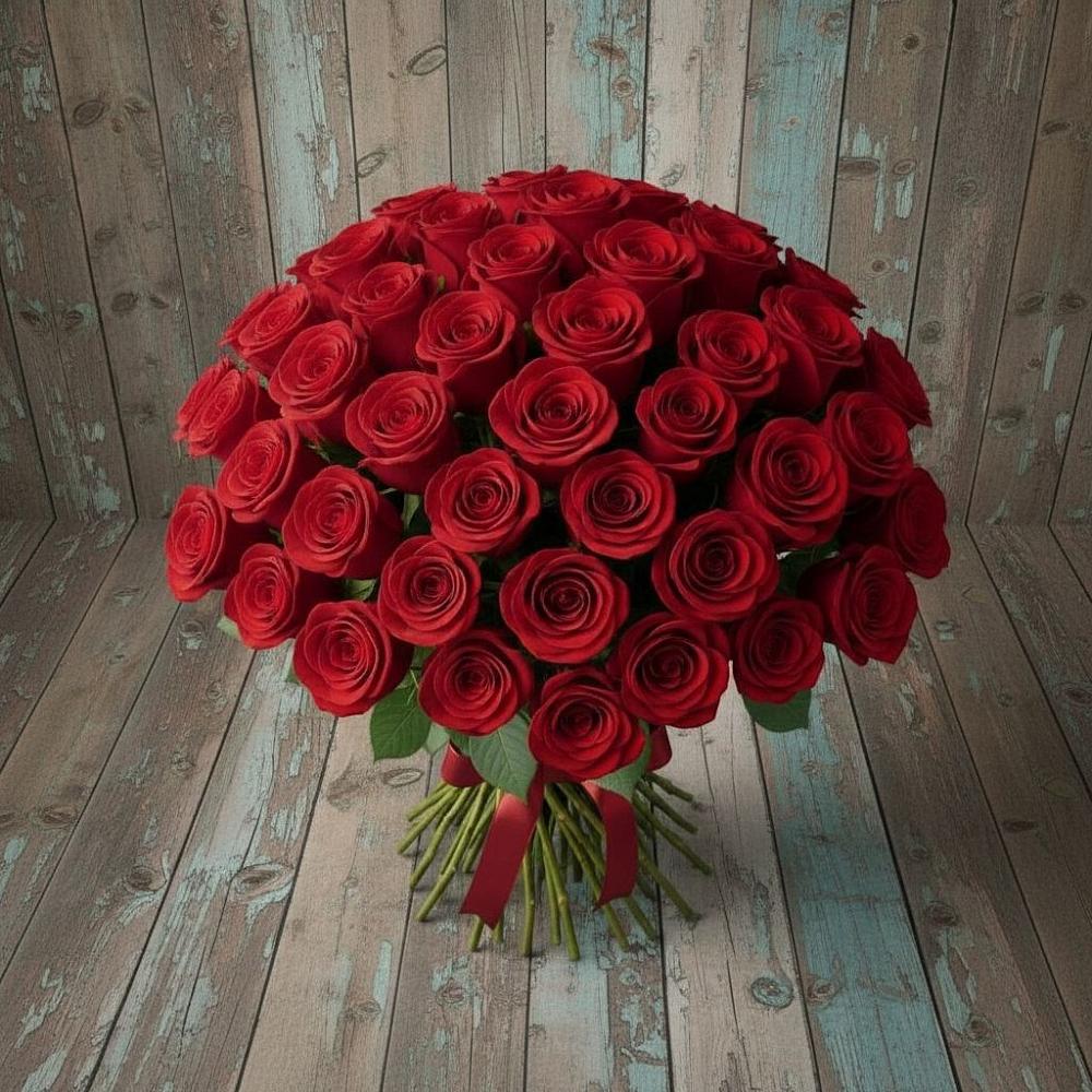 Букет 55 Красных роз Фридом в Целине
