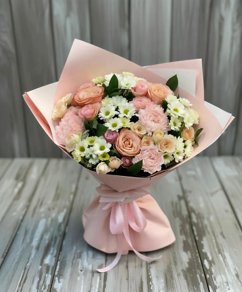 Букет цветов из: Гвоздики, Розы и Хризантемы в Целине