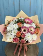 Букет цветов из:  Розы, Герберы и Хризантемы в Целине