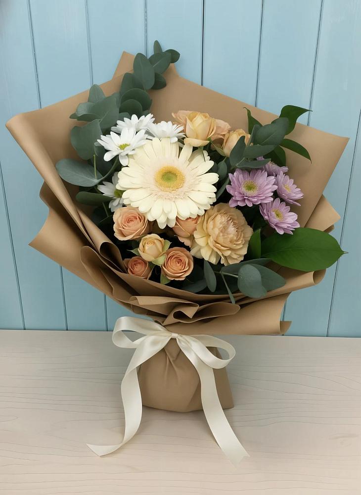 Букет цветов из: Герберы и Хризантемы в Целине