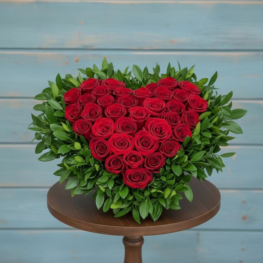 Цветочная композиция из Розы в виде сердца в Целине