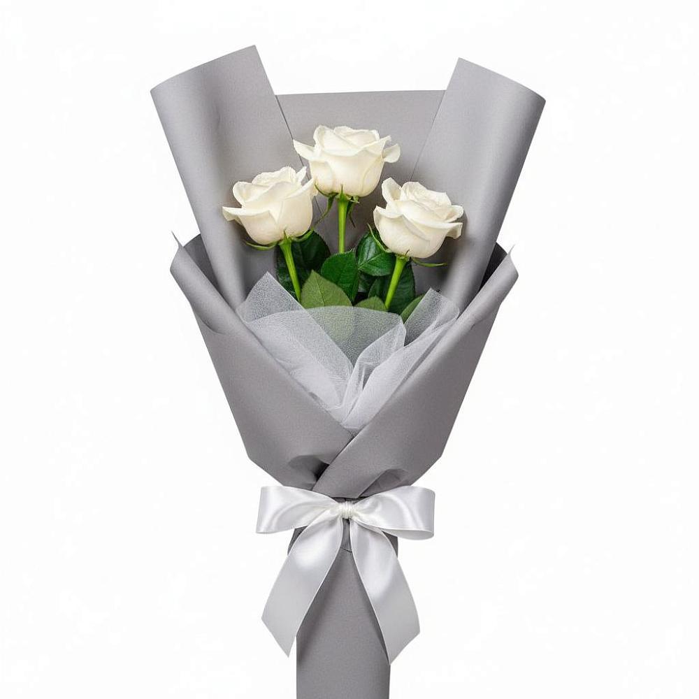 Букет 3 белые розы в Целине