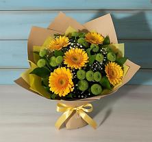 Букет цветов из:  Герберы и Хризантемы в Целине