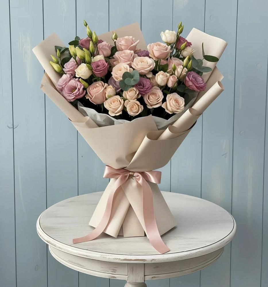 Букет цветов из: Розы и Лизиантусы в Целине