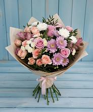 Букет цветов из:  Хризантемы, Розы и Альстромерии #REPLACE_PRED# Целине