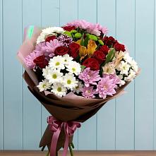 Букет цветов из:  Розы, Хризантемы и Альстромерии #REPLACE_PRED# Целине
