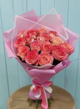 Букет 15 Розовых роз Равель в Целине